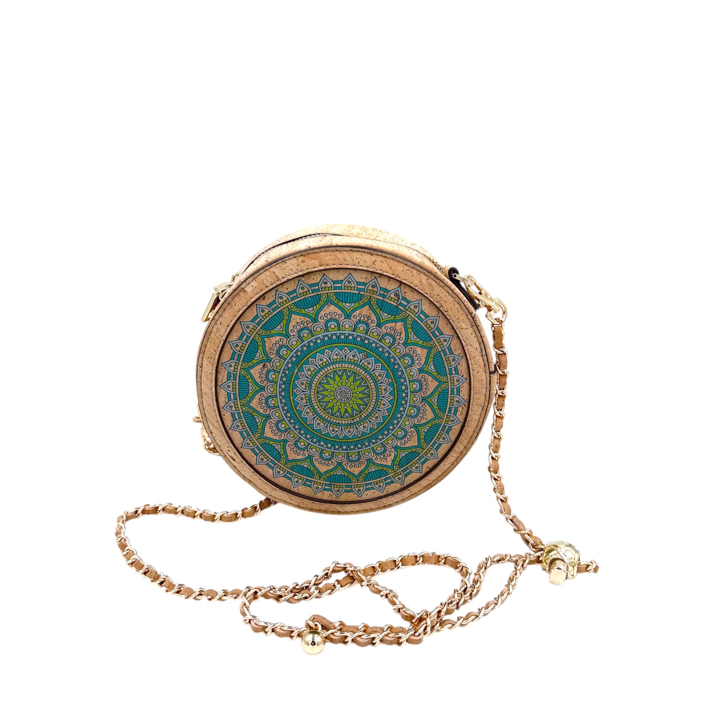 Round Crossbody Bag-Green Star Mandala