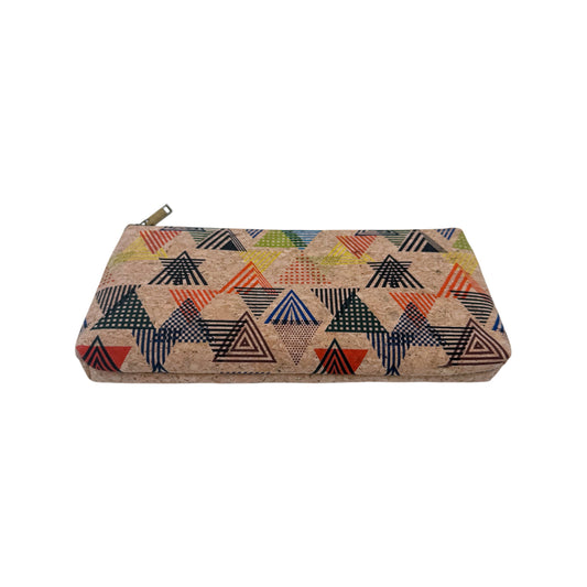 Cork Pencil Pouch-Geometric Triangles