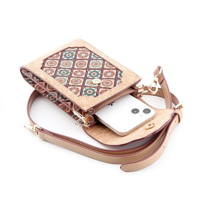Cork Phone Crossbody Bag-Mediterranean Mosaic
