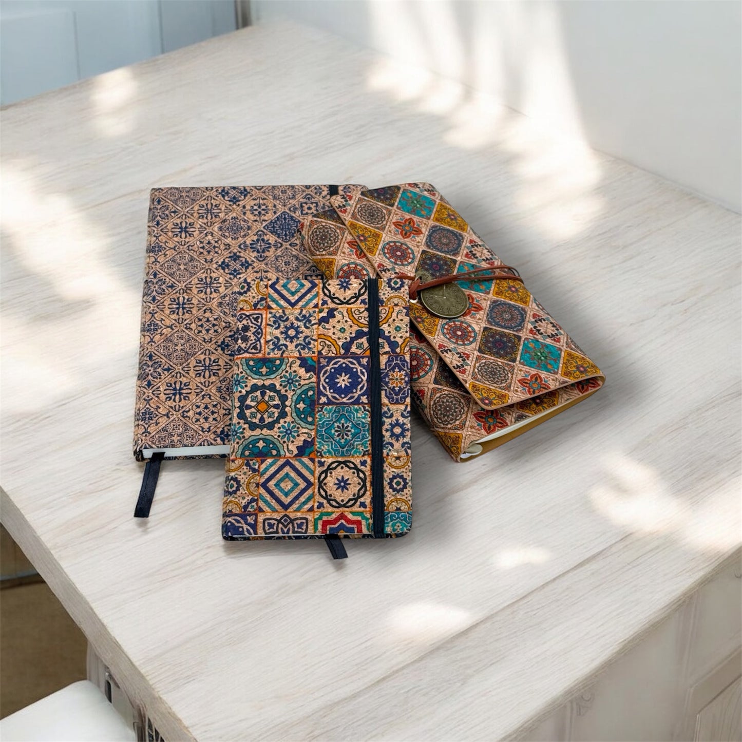 Crafted cork journal-Arabesque Mosaic