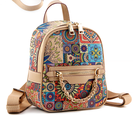 floral patchwork mini backpack Cork Mini Backpack-Color Patchwork