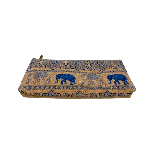 Cork Pencil Pouch-Blue Elephant Parade