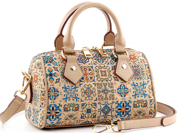 Cork Barrel Bag-Mediterranean Tiles