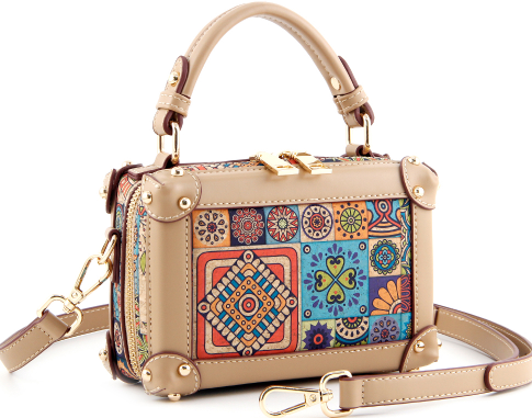 Cork Box Bag-Geometric Mosaic
