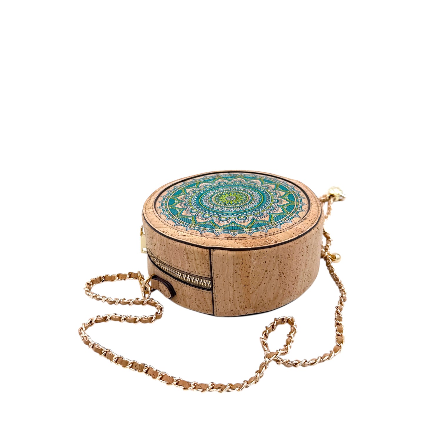 Round Crossbody Bag-Green Star Mandala