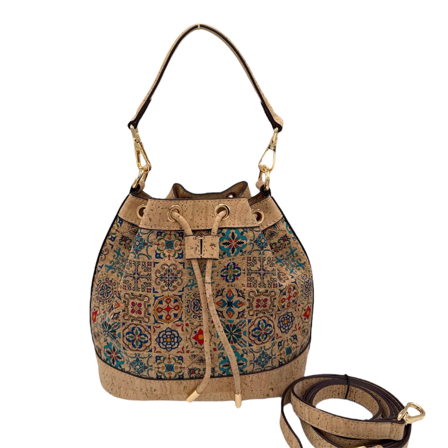 Soft Drawstring Bucket Bag-Vintage Mosaic