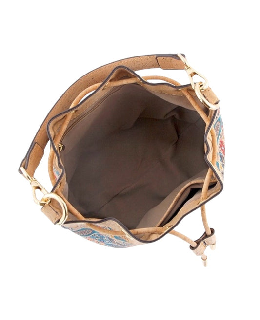 柔软抽绳水桶包-蓝色代尔夫特网格