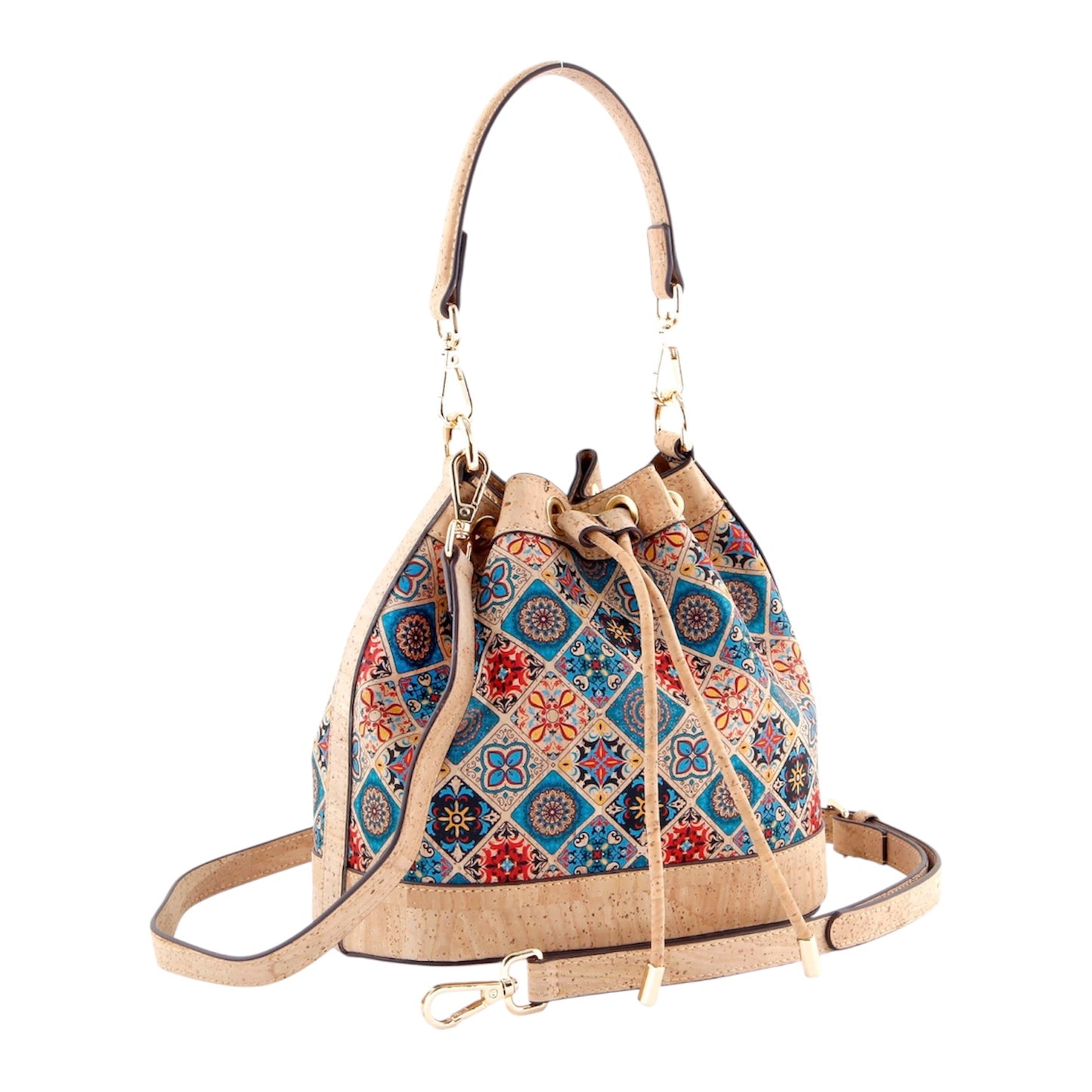 Soft Drawstring Bucket Bag-Colorful Mosaic