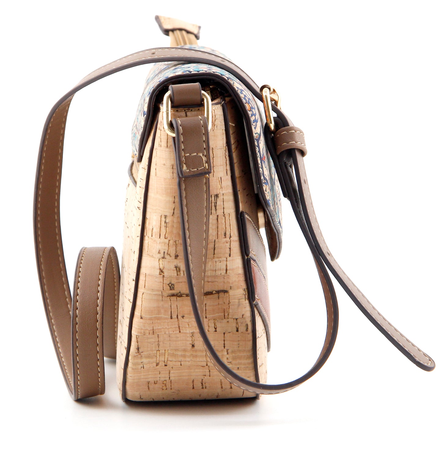Artistic Flap Crossbody Bag-Azure Mosaic Garden