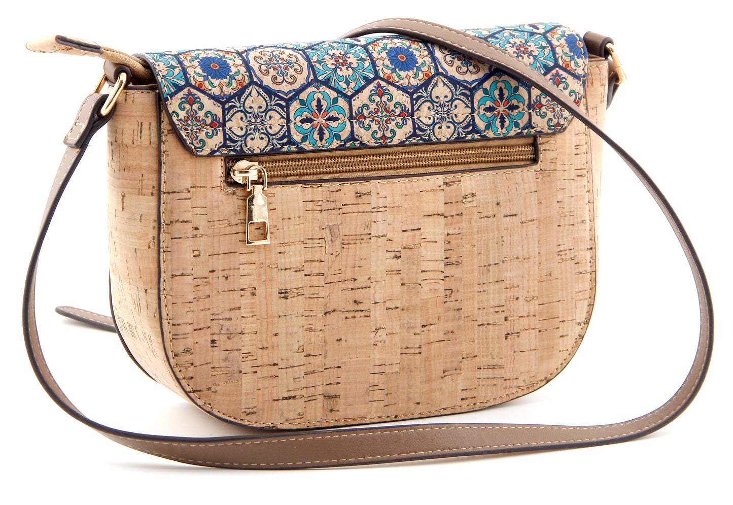 Artistic Flap Crossbody Bag-Azure Mosaic Garden