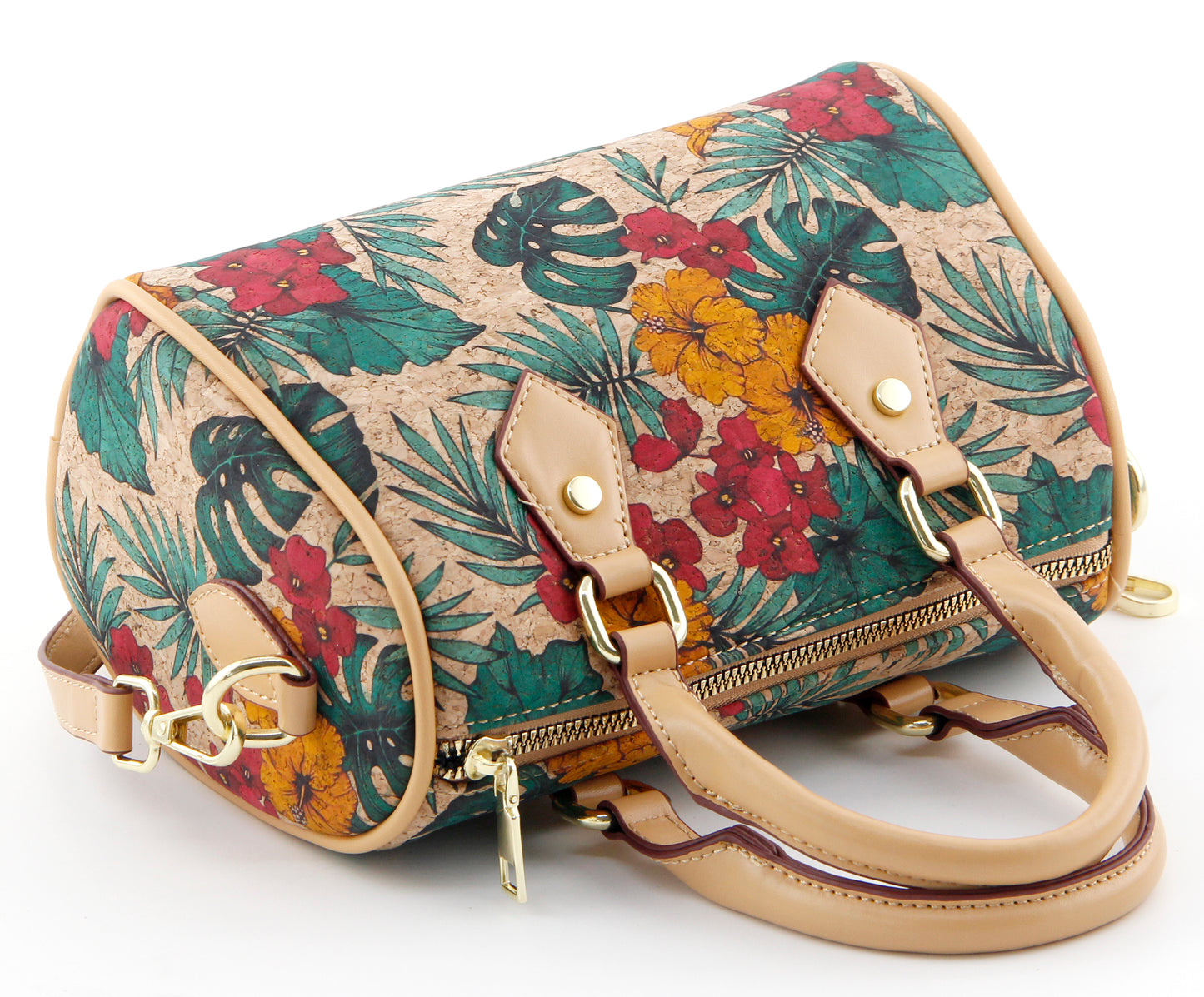 Cork Boston Bag-Tropical Bloom