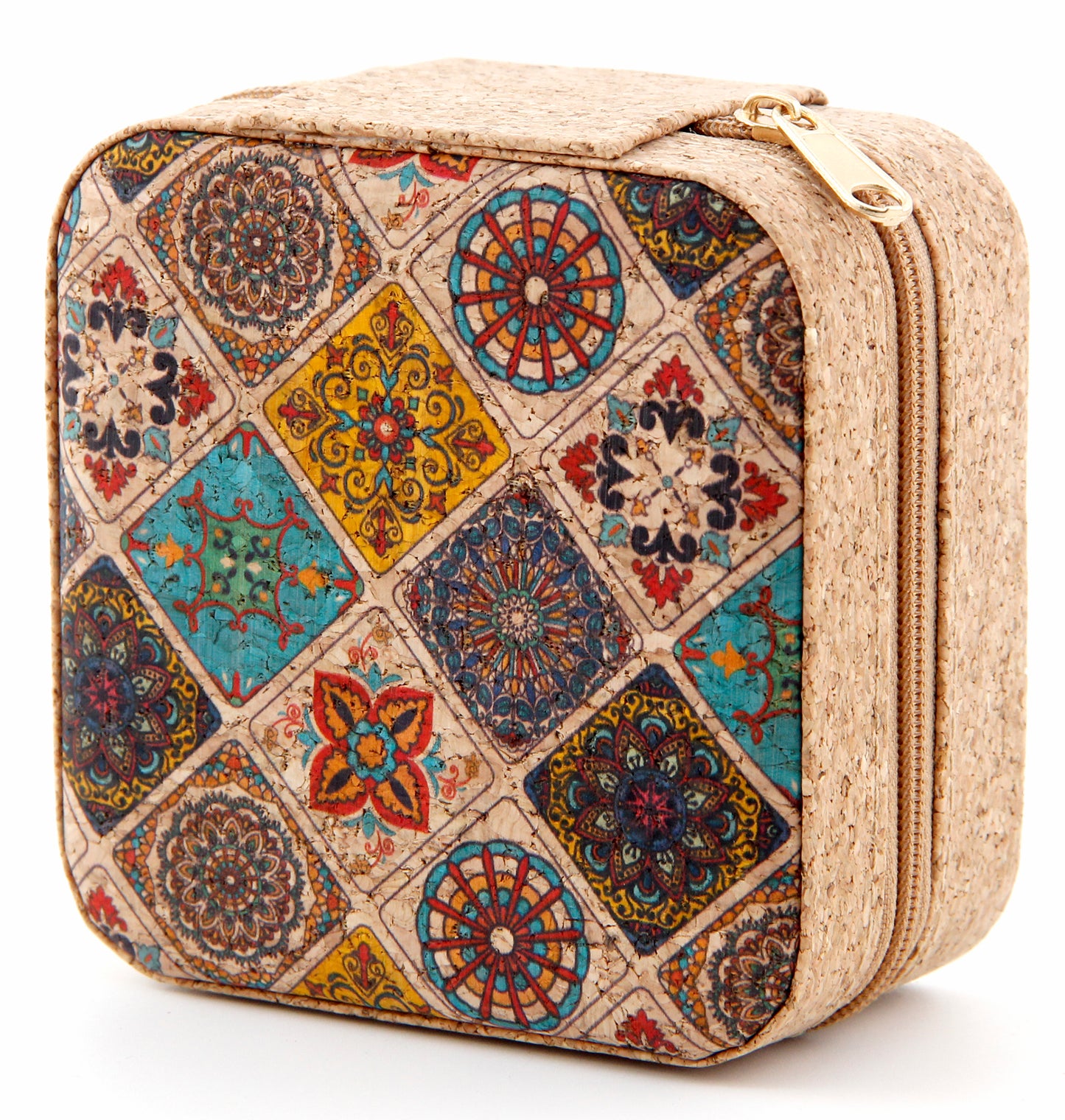 Cork Jewelry Box Square-Moroccan Mosaic Tiles