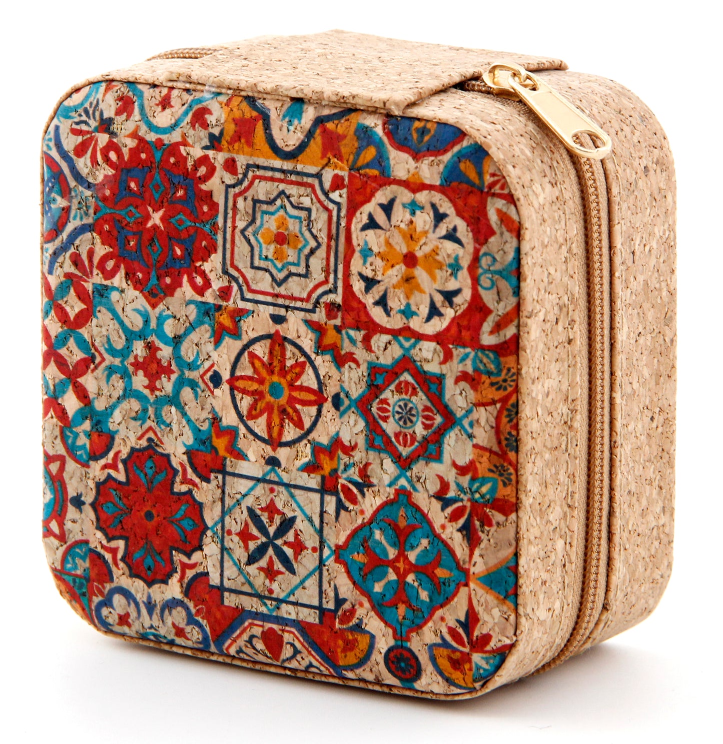 Cork Jewelry Box Square-Vibrant Moroccan Pattern