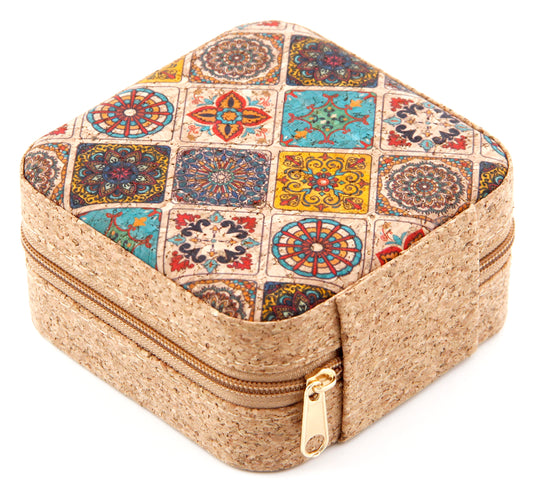 Cork Jewelry Box Square-Moroccan Mosaic Tiles