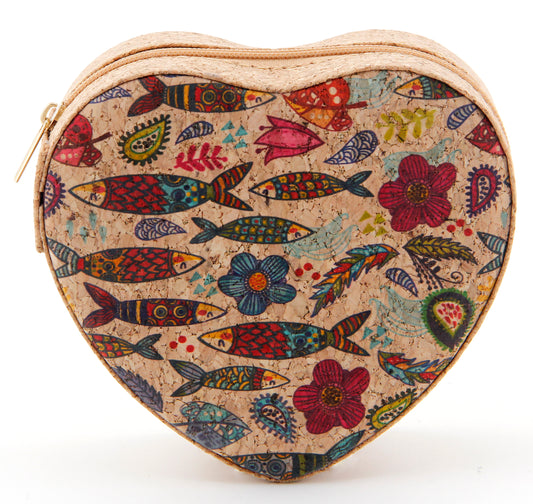 Cork Jewelry Box Heart-Fish & Floral Fantasy
