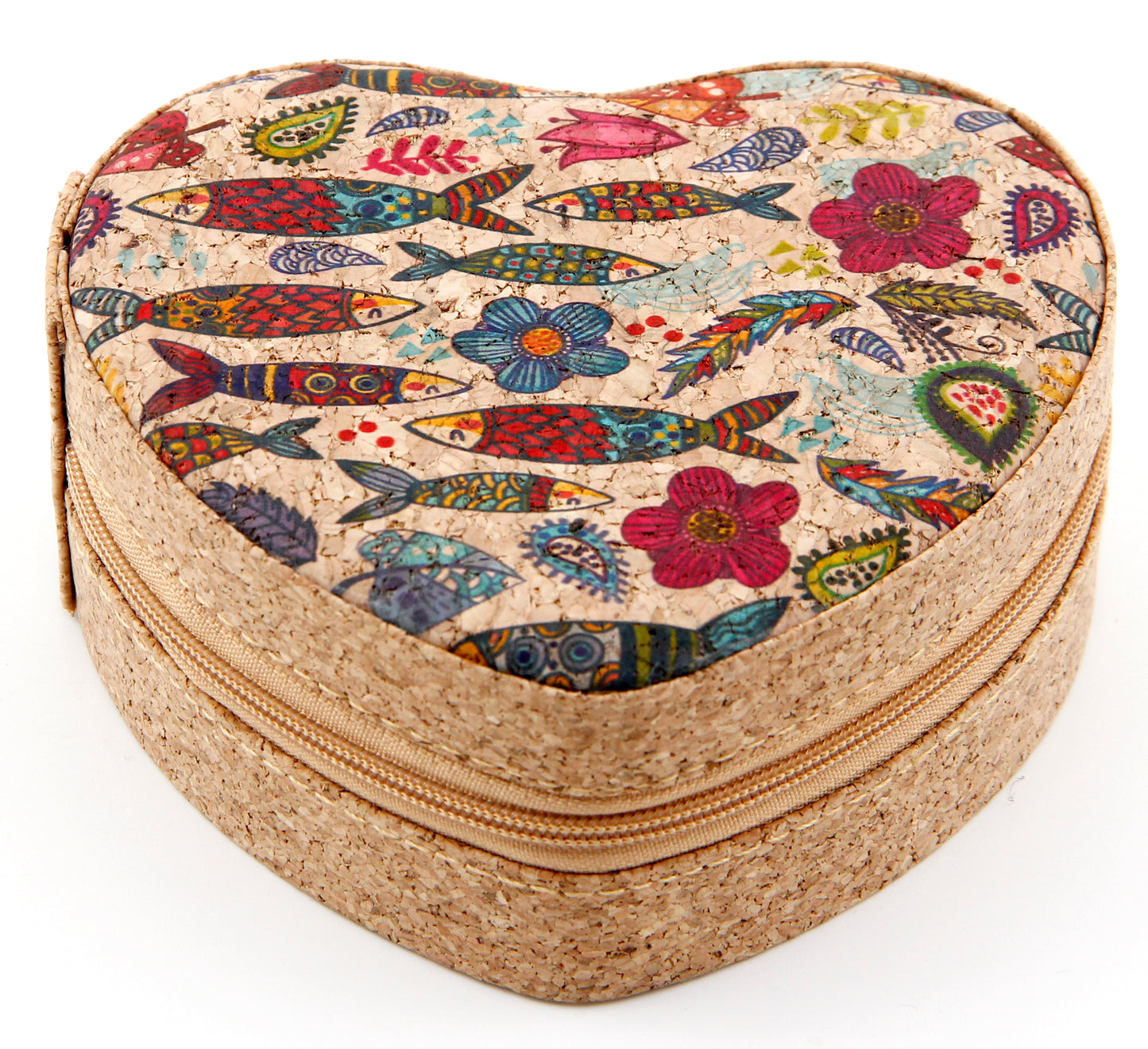 Cork Jewelry Box Heart-Fish & Floral Fantasy