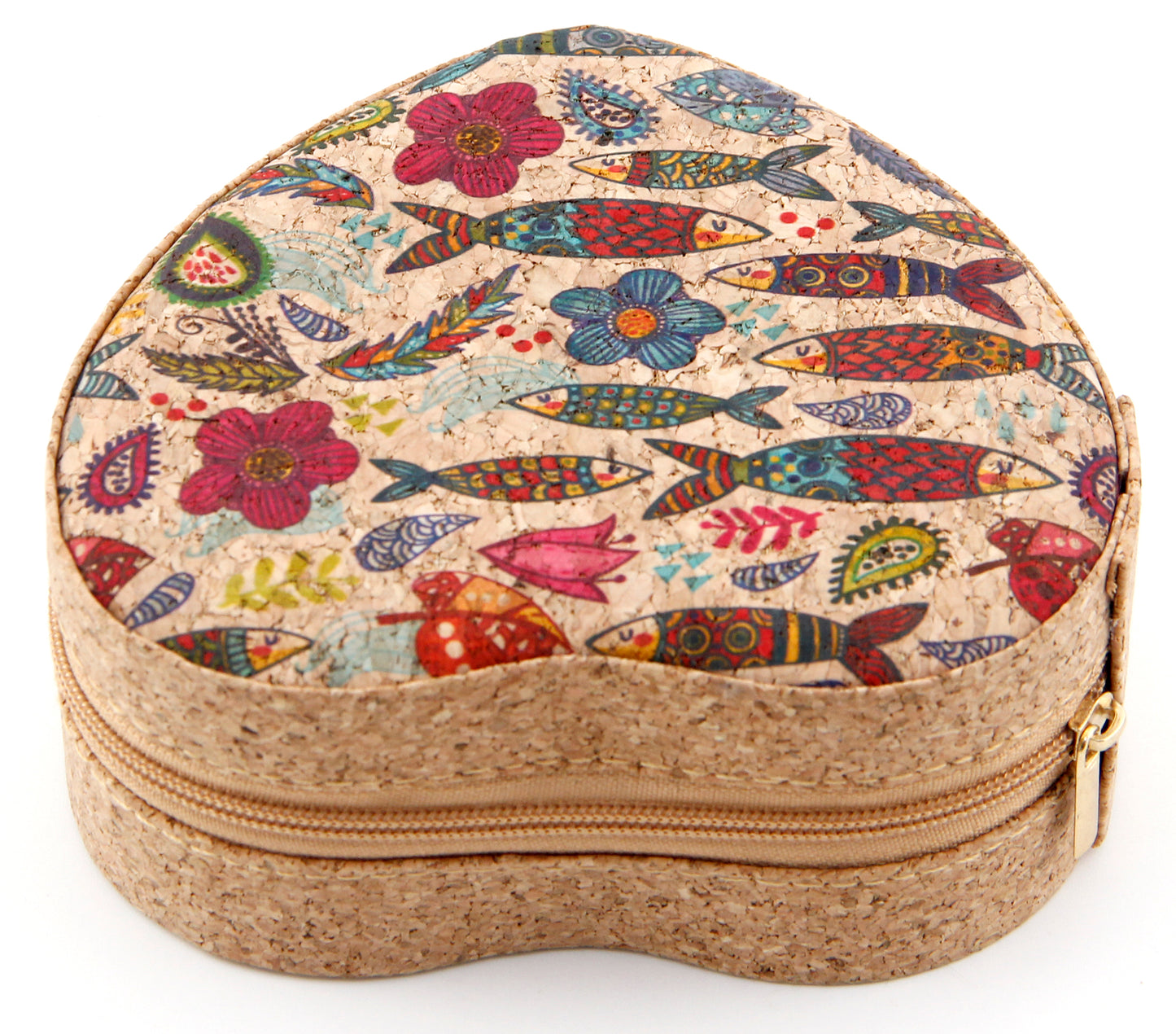 Cork Jewelry Box Heart-Fish & Floral Fantasy
