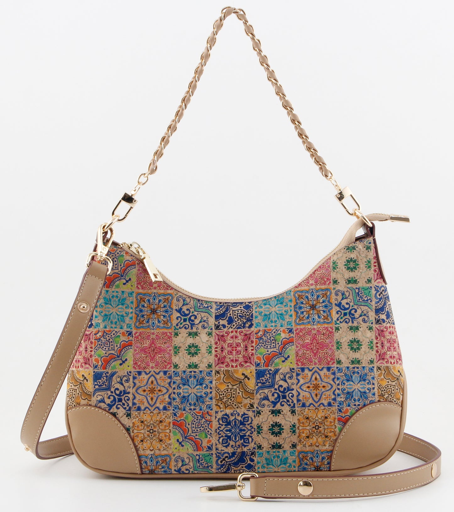 Mosaic Printed Shoulder Bag-Vintage Floral Tile