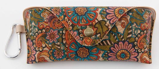 Cork Printed Sunglass Case-Retro Bloom