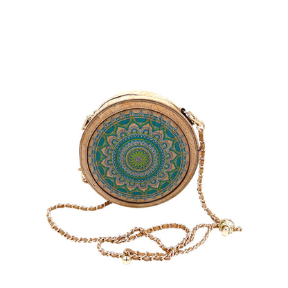 Round Crossbody Bag-Green Star Mandala