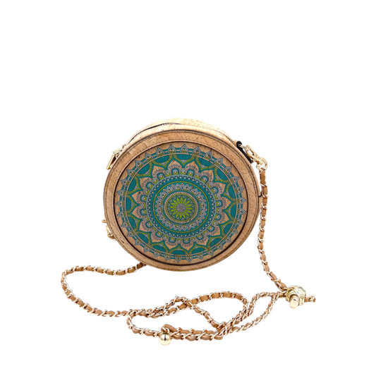 Round Crossbody Bag-Green Star Mandala