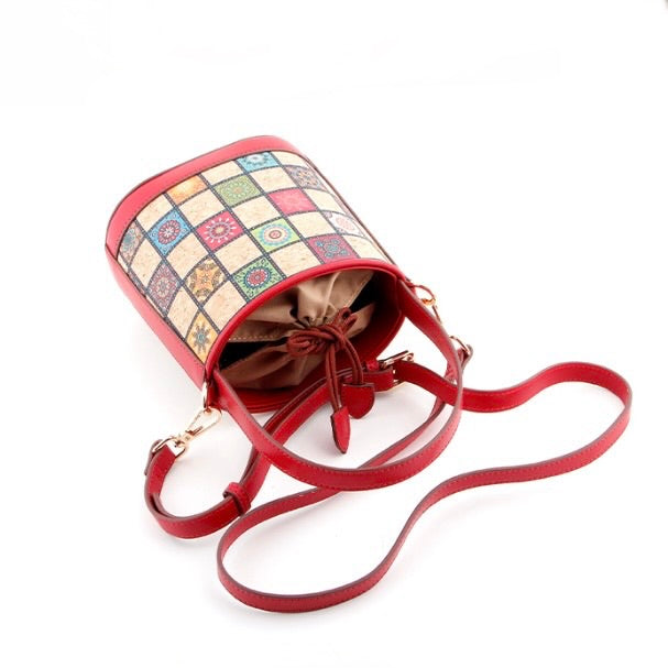 Cork Printed Small Bucket Bag-Mediterranean Bloom