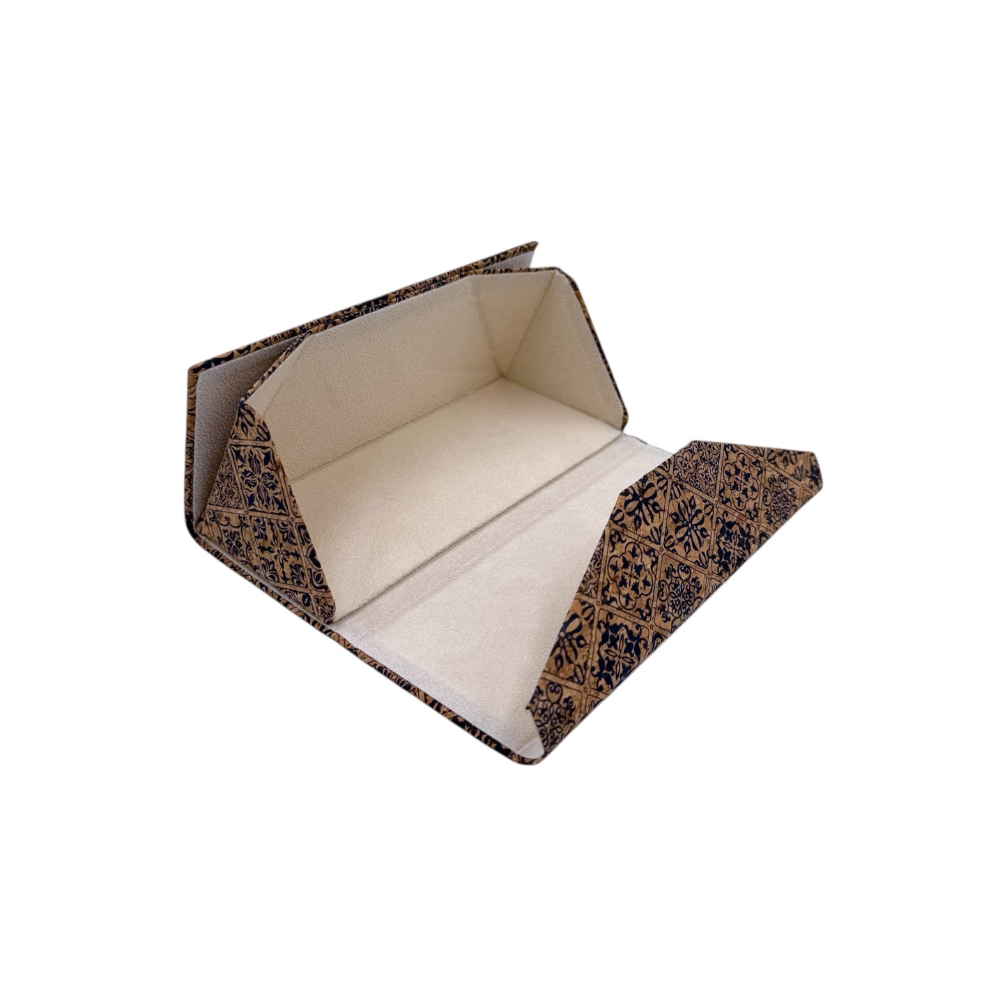 Foldable Cork Eyeglass Case-Indigo Ceramic