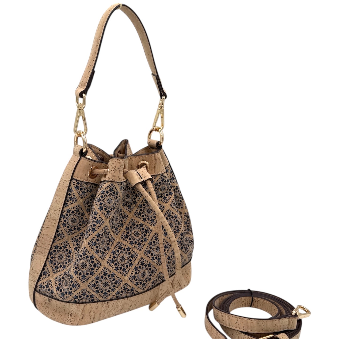 Soft Drawstring Bucket Bag-Classic Geometry