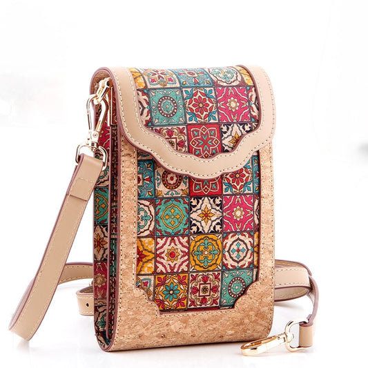 Cork Phone Crossbody Bag-Mosaic Garden