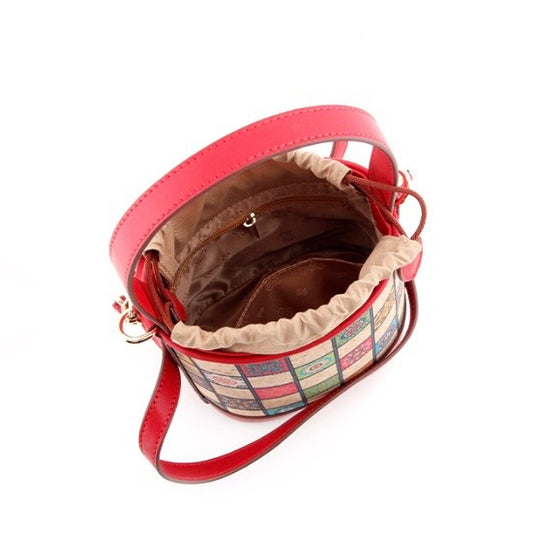 Cork Printed Small Bucket Bag-Blue Ceramic