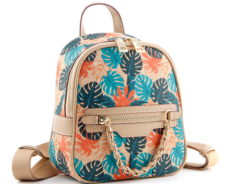 Cork Mini Backpack-Tropical Leaves