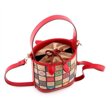 Cork Printed Small Bucket Bag-Mediterranean Bloom