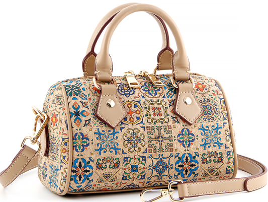 Cork Barrel Bag-Mediterranean Tiles
