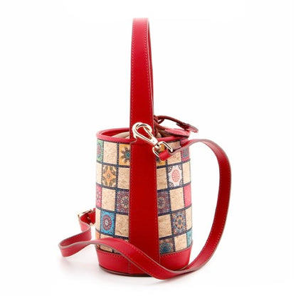 Cork Printed Small Bucket Bag-Mediterranean Bloom