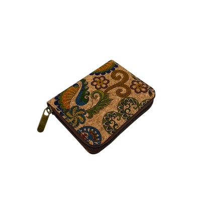 Cork Mini Wallet-Paisley Garden