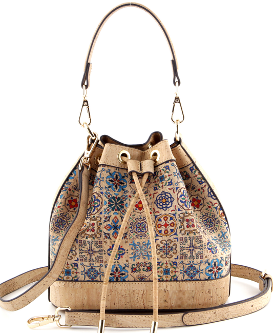 Soft Drawstring Bucket Bag-Vintage Mosaic