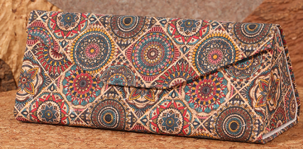 Foldable Cork Eyeglass Case-Boho Medallion