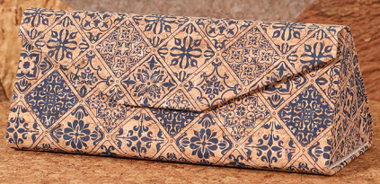 Foldable Cork Eyeglass Case-Indigo Ceramic