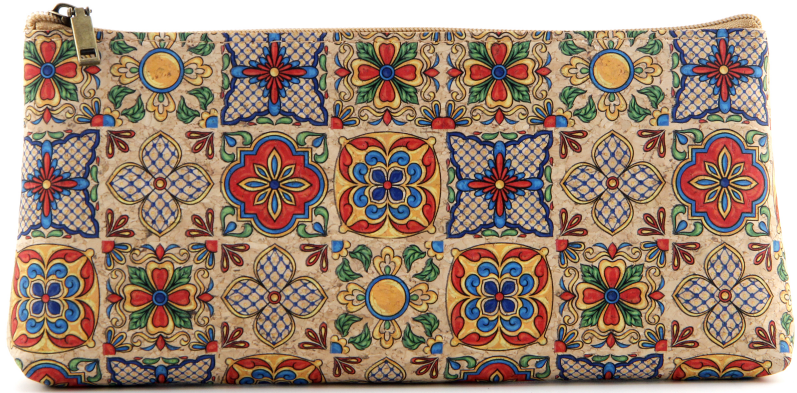 Cork Pencil Pouch-Retro Floral Quilt