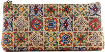 Cork Pencil Pouch-Retro Floral Quilt