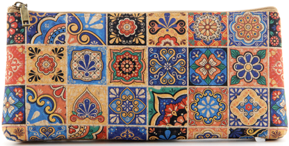 Cork Pencil Pouch-Spanish Mosaic Tiles