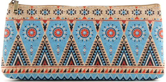Cork Pencil Pouch-Tribal Blue Arrows