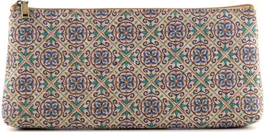 Cork Pencil Pouch-Vintage Green Tiles
