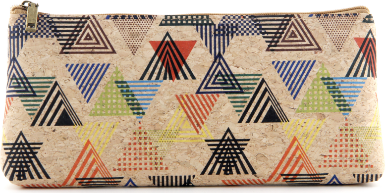 Cork Pencil Pouch-Geometric Triangles
