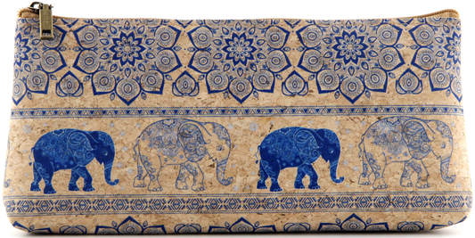 Cork Pencil Pouch-Blue Elephant Parade