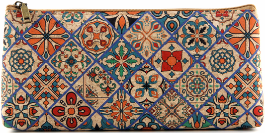Cork Pencil Pouch-Vibrant Moroccan Pattern