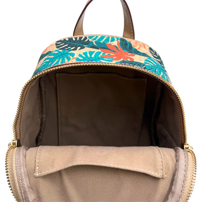 Cork Mini Backpack-Tropical Leaves