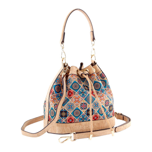 Soft Drawstring Bucket Bag-Colorful Mosaic