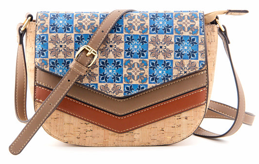 Artistic Flap Crossbody Bag-Blue Delft Grid