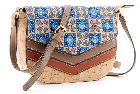 Artistic Flap Crossbody Bag-Blue Delft Grid
